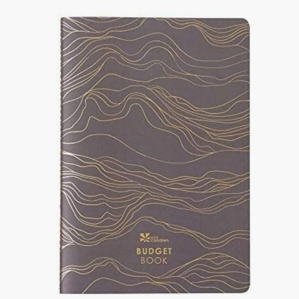 Budget Book Notebook with Gold Wave Design